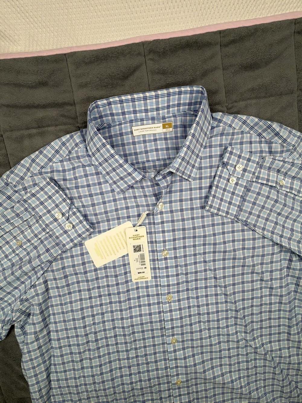 Hart Schaffner Marx Men's Plaid Performance Long Sleeve Button Down Shirt XL NWT